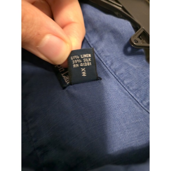 Polo Ralph Lauren Shirt Mens 4XB Blue Linen Silk Button Down Short Sleeve Pony - Picture 6 of 9